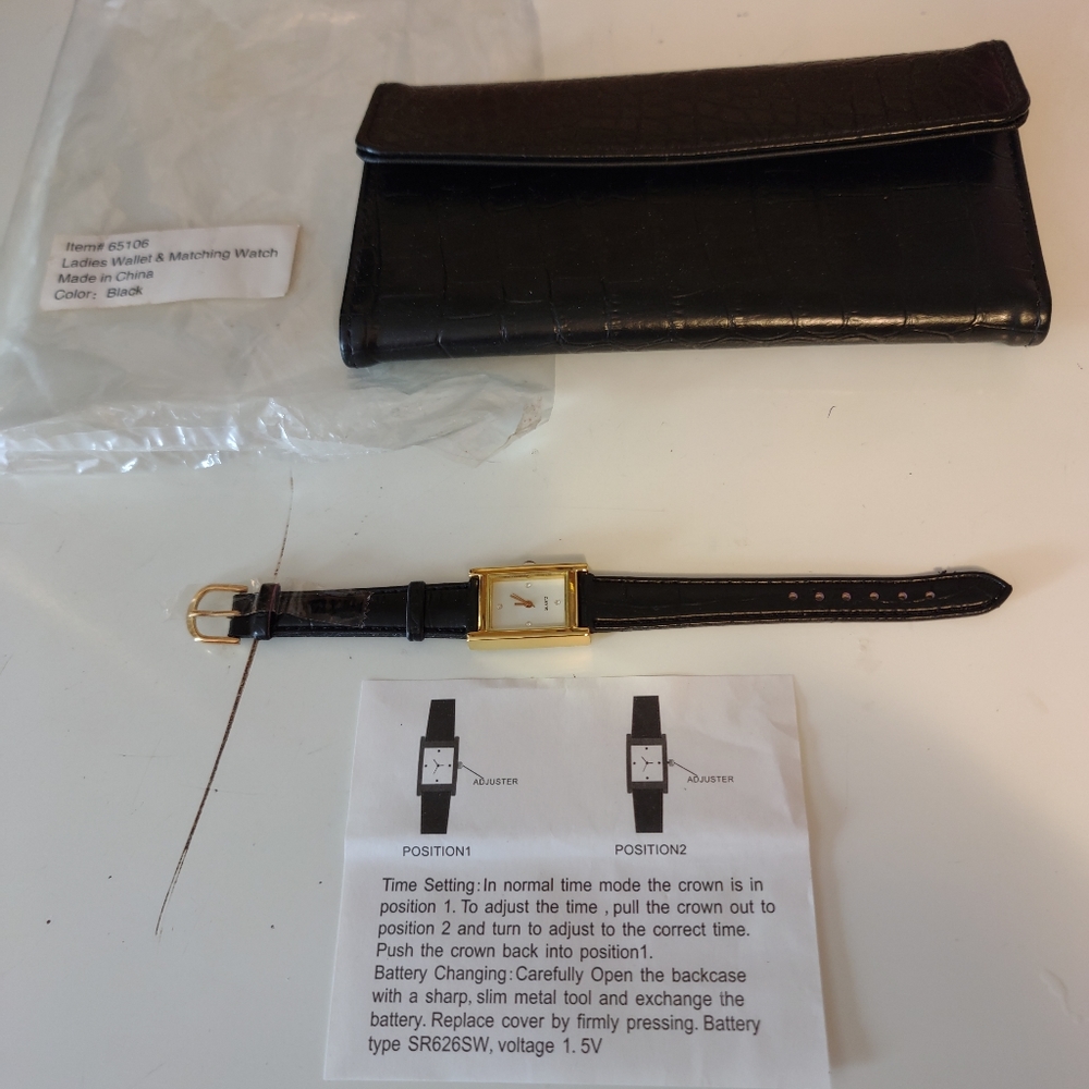 BRAND NEW!!! AMERIMARK BLACK WALLET AND MATCHING WATCH.